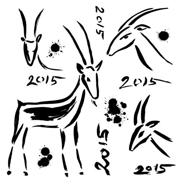 Jeu de chèvre 2015. Nouvel an Symbole . — Image vectorielle