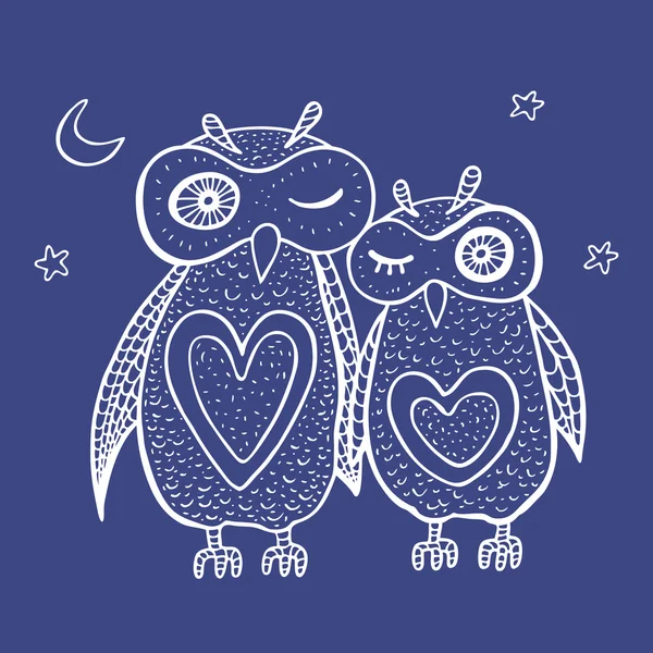 Two cute decorative owls. — Stock Vector