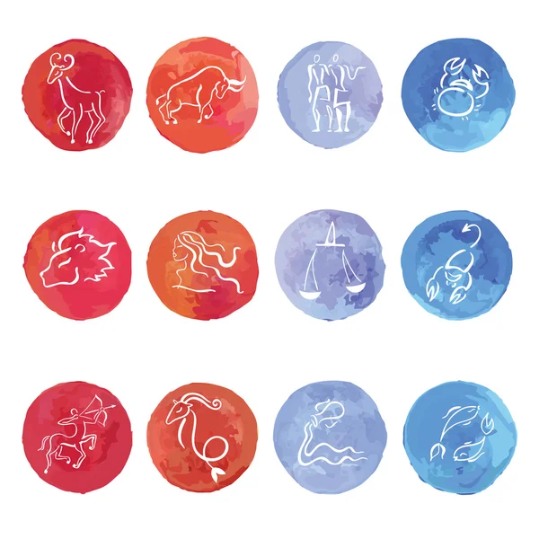 Watercolor Zodiac set. — Stock Vector