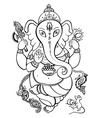 Ganesha el çizilen illüstrasyon.