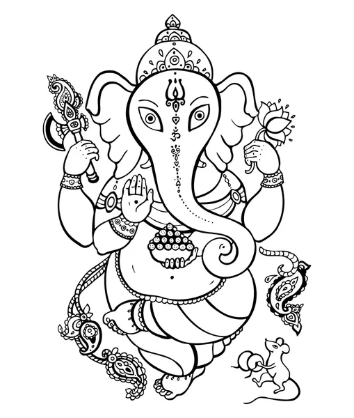 Ganesha hand getekende illustratie. — Stockvector