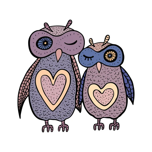 Two cute decorative owls. — Stock Vector