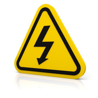 High voltage yellow warning sign clipart