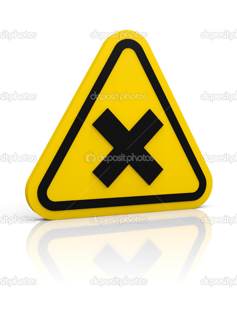 Yellow warning sign with irritant symbol