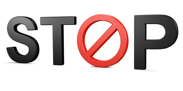 Stopp-Text Verbotsschild — Stockfoto