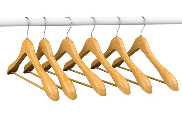 Wooden hangers on rail 2 — Stock Photo, Image