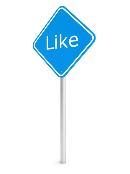 Blue like rectangle road sign with like text — Stock Photo, Image