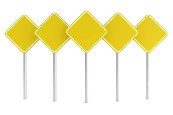 Group of yellow blank rectangle road signes — Stock Photo, Image