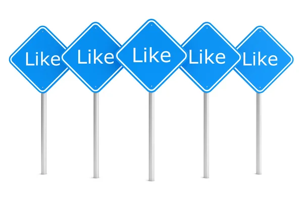 Group of blue rectangle road signes with text like — Stock Photo, Image