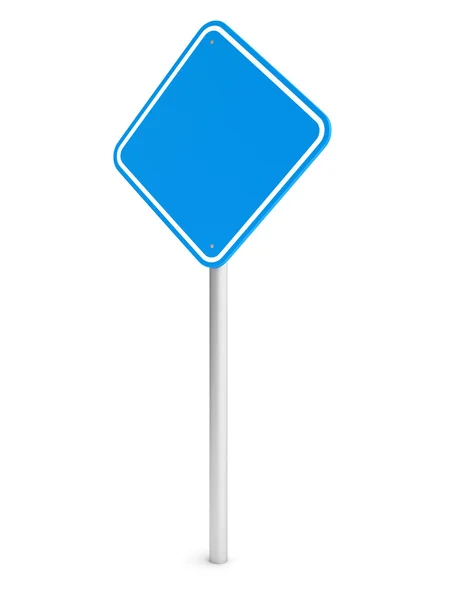 Blå tom rektangel trafik skylt — Stockfoto