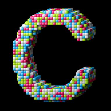 3D pixelated Alfabe harf c
