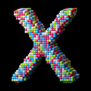 3D pixelated Alfabe harf x