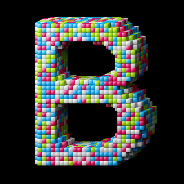 3D pixelated abecedě písmeno b — Stock fotografie