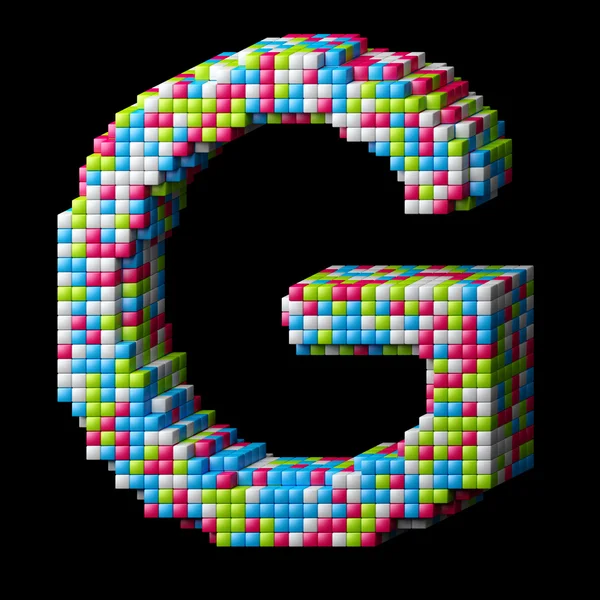 3D pixelated alfabetet bokstaven g — Stockfoto