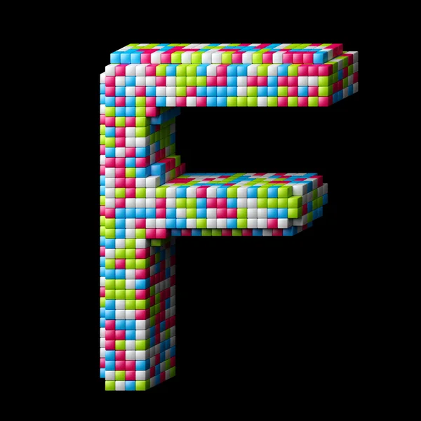 3d pixelated alphabet letter F — Stock Photo, Image