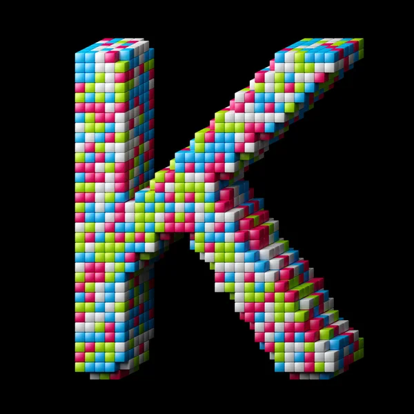 Alphabet pixellisé 3d lettre K — Photo