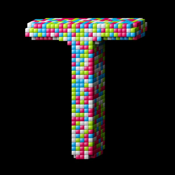 3d pixelated alphabet letter T — Stock Photo, Image