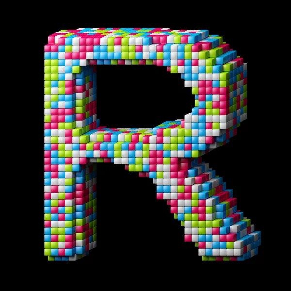 3d pixelated alphabet letter R — Stock Photo, Image