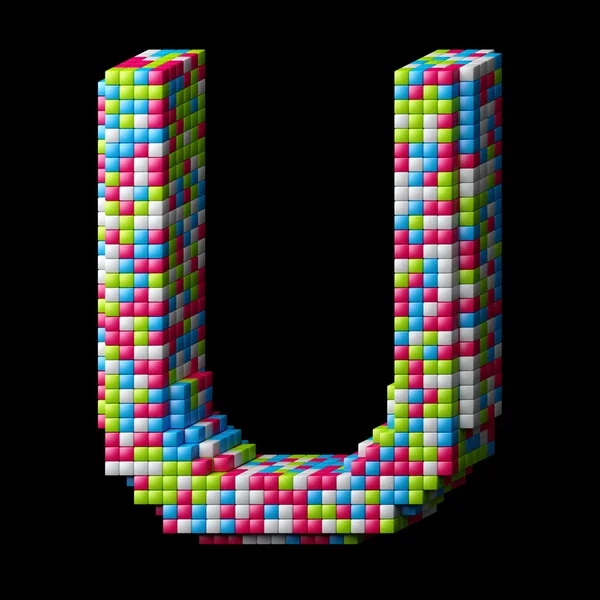 Alfabeto pixelado 3d letra U — Fotografia de Stock