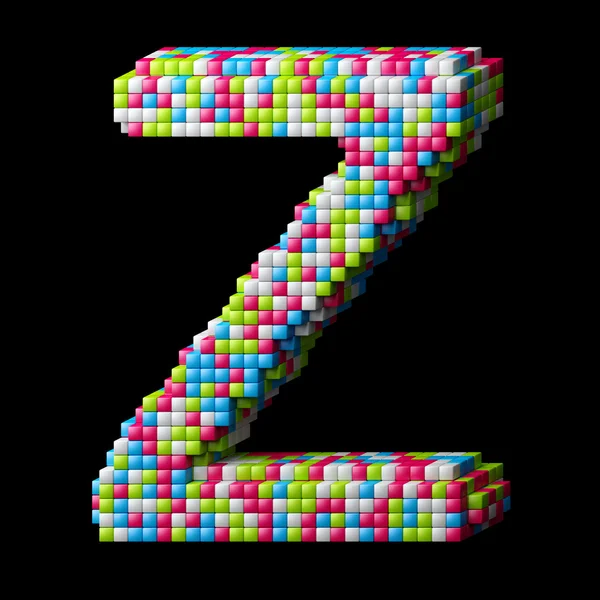 3d піксельна літера абетки Z — стокове фото