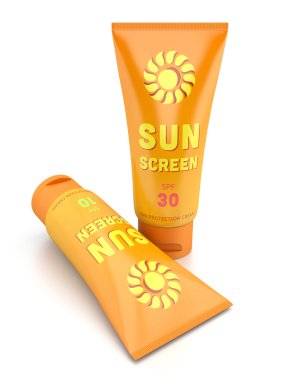 Sunscreen tubes isolated on white clipart