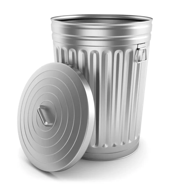 Open steel trash can — Stock Photo, Image