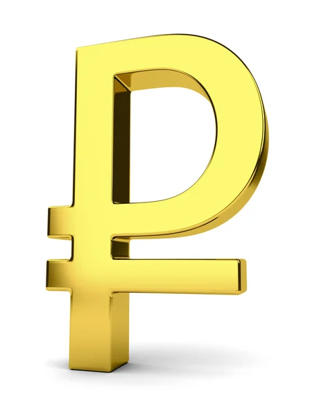 Zlatý Rubl znamení izolované na bílém — Stock fotografie