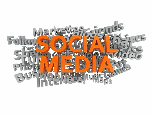 Social media tag words cloud 3d — Stock Photo, Image