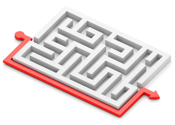 Caminho vermelho em torno do labirinto — Fotografia de Stock