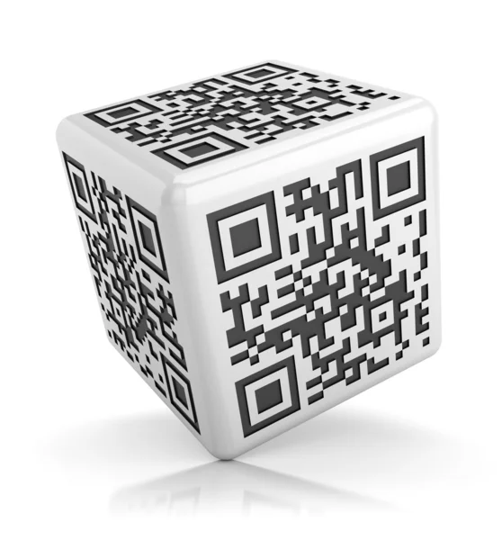 White qr code cube isolated on white — Stock Photo, Image