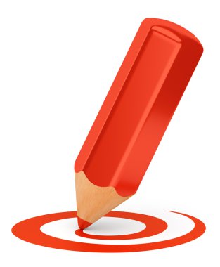 Red pencil drawing curved shape clipart