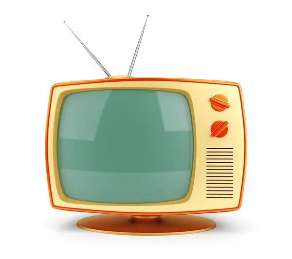Gelb vintage tv set — Stockfoto