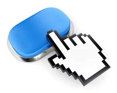 boş mavi web düğmesi ve el imleci