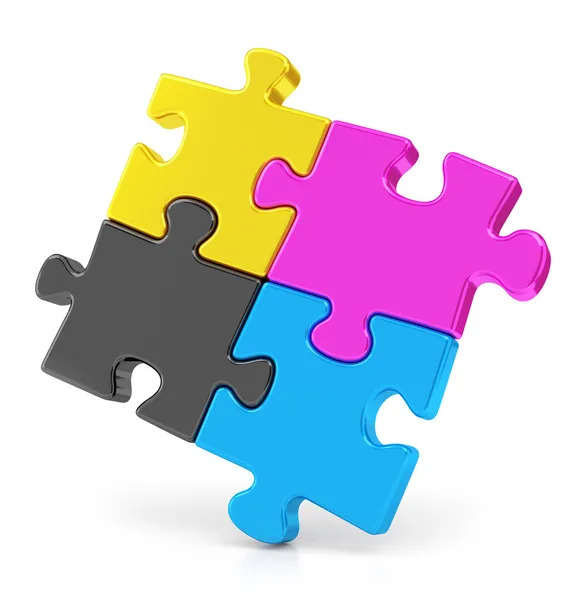 Quattro puzzle CMYK — Foto Stock