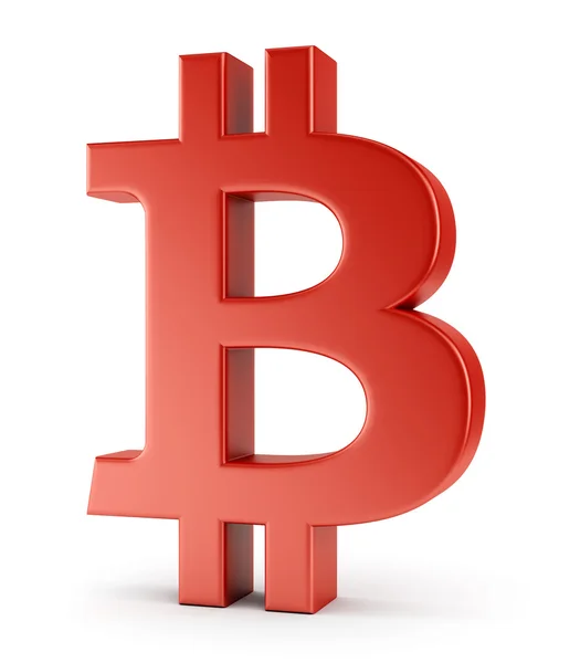 Red symbol of bitcoin — Stock Photo, Image