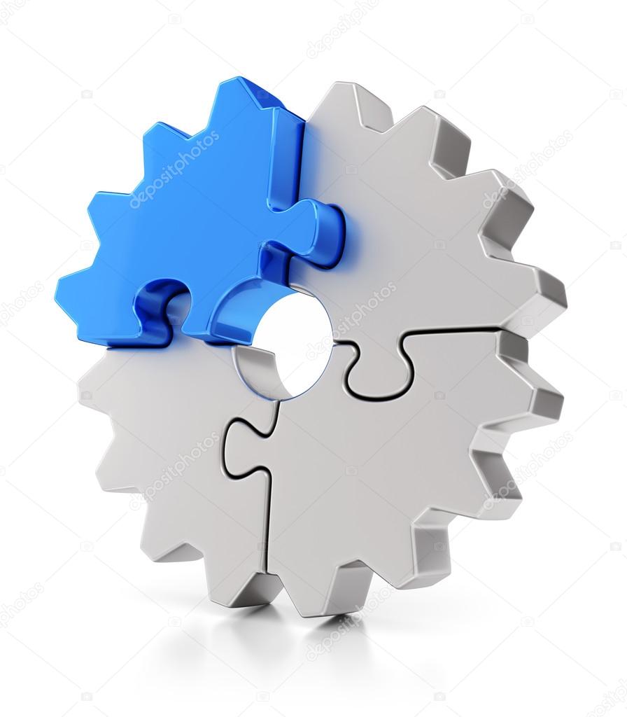 Puzzle gears. Teamwork concept.
