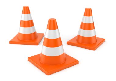 Üç turuncu yol konileri