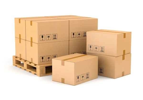 Cardboard boxes and pallet — Stock Photo, Image