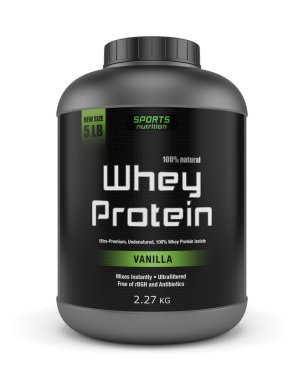 büyük kavanoz üzerine beyaz izole whey protein