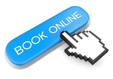 Blue button Book Online and hand cursor clipart