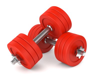 Kırmızı metal dumbells