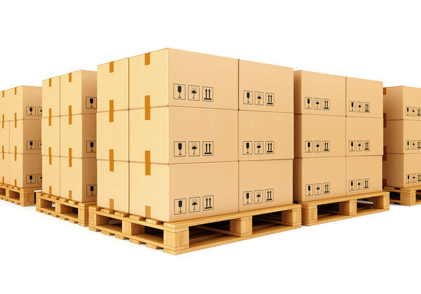 Стеки картонных коробок
