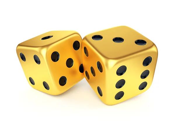 Two golden dices — Stock Photo, Image