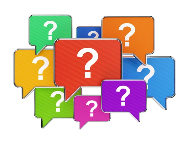 Colorful speech bubbles with question mark symbols — Stock Photo, Image