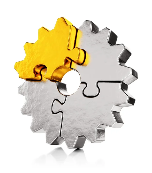 Golden puzzle gear — Stock Photo, Image