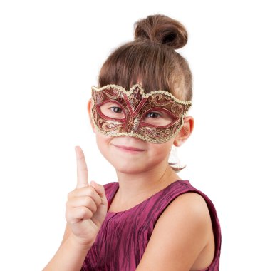 Little girl in a carnival mask clipart