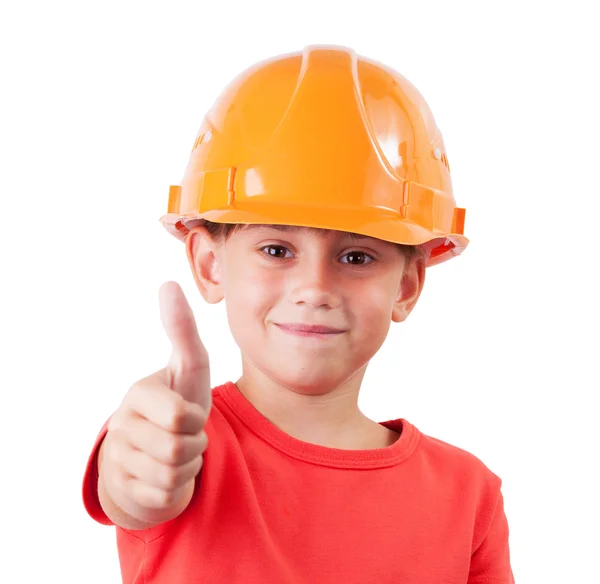 Girl in a protective helmet — Stock Photo, Image