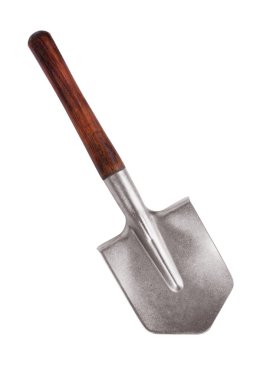 Steel shovel with a wooden handle clipart