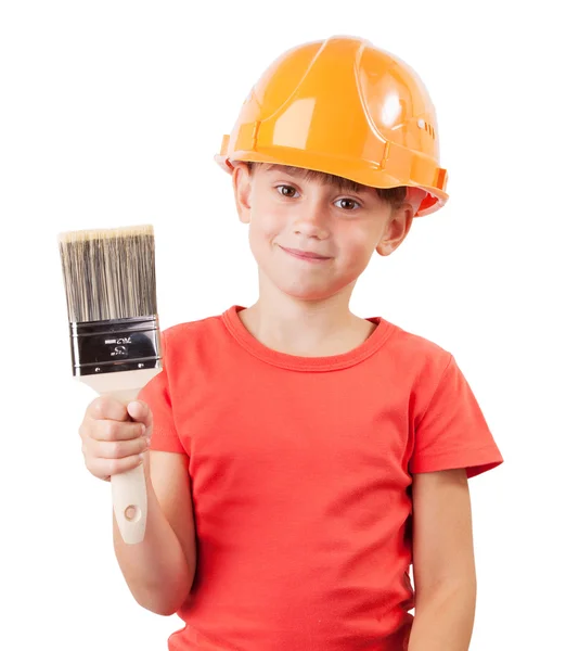 Cute kid with a paint brush — Stock Photo, Image