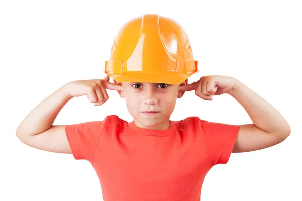 Menina em um capacete protetor — Fotografia de Stock